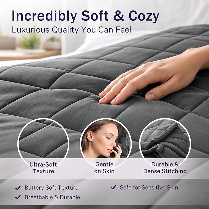 Weighted Blanket for Adults 20lbs, 78"x86", King Size Cooling Heavy Throw Blanket for 180-220lbs, Microfiber Soft Thick Big Blankets Weighted Comforter Breathable Gift for Sleeping, Grey