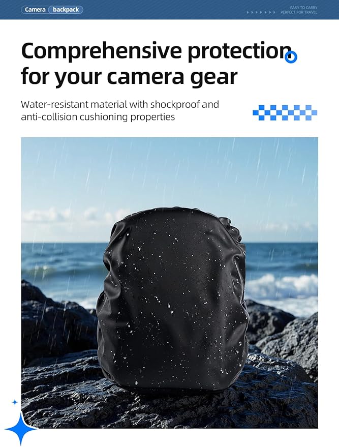 llano 20L Camera Backpack for DSLR/SLR/Mirrorless – Water-Resistant Photography Bag with Laptop Slot & Tripod Holder, Compact Case for Canon/Nikon/Sony, Travel & Outdoor,Large Capacity, Black