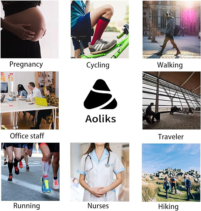 Aoliks Compression Socks for Women & Men 4 Pairs, Best Support for Nurses Running Travel
