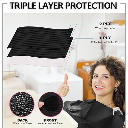 Black Dental Bibs Disposable Dentist Bibs 13" x 18", 50 PCS Patient Bibs Tattoo Paper Npkins 3 Ply Waterproof Dental Bib Sheets Dentist or Medical Tray Cover and Nail Table Cover