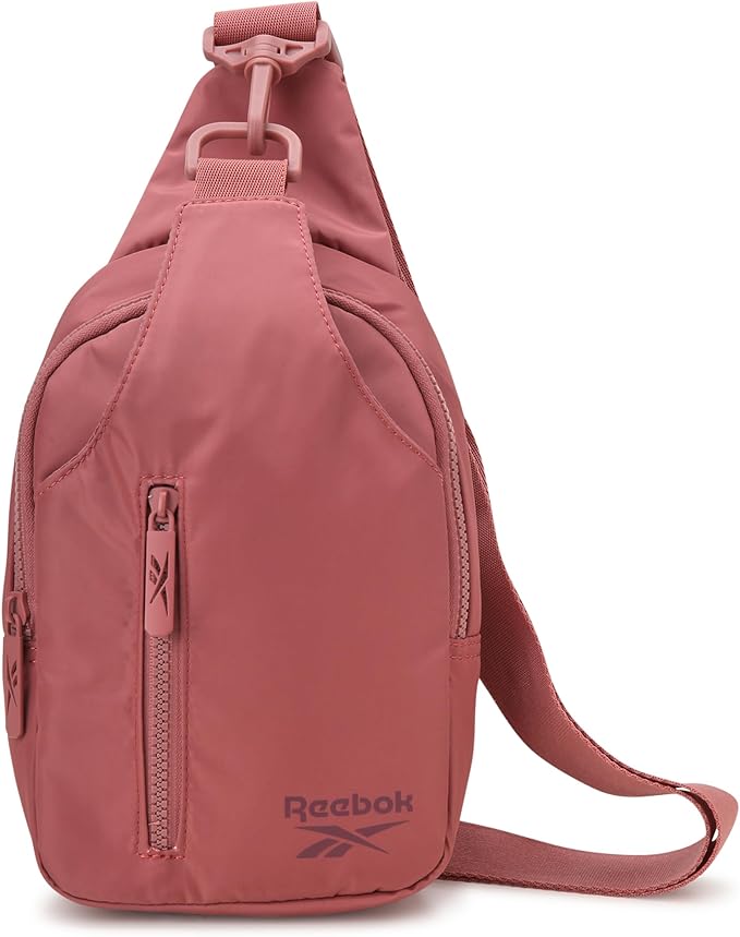 Reebok Unisex Crossbody Bag - Convertible Compact Durable Cross Body Bag for Women and Men - Gym and Travel Essentials, Size One Size, Berry Rose