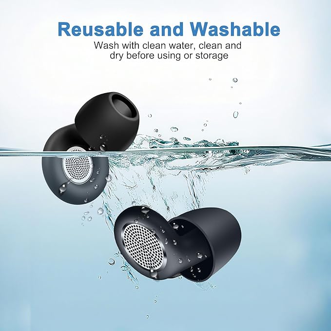Reusable Silicone Ear Plugs, 41dB NRR Noise Cancelling Earplugs, Washable Soft Noise Reduction Earplugs with Portable Case for Sleeping Snoring Travel Work Study(Black)