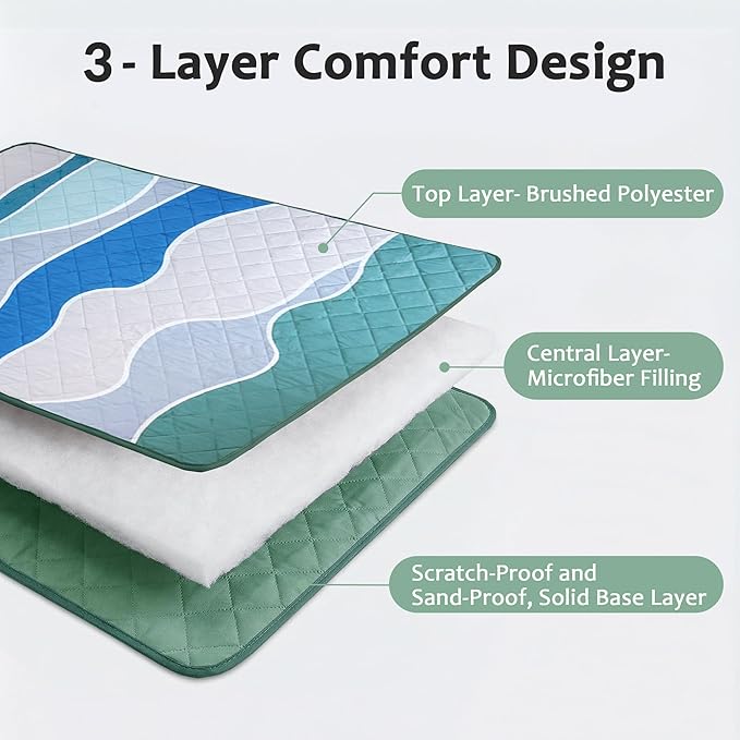 Exclusivo Mezcla Extra Large Waterproof Picnic Blankets 3 Layer, Sandproof and Foldable Outdoor Blanket for Beach Camping, Park and Travel