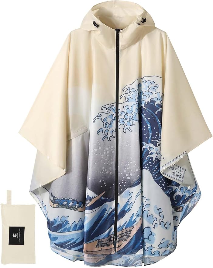 SaphiRose Unisex Rain Poncho Waterproof Raincoat Hooded for Adults Women with Pockets