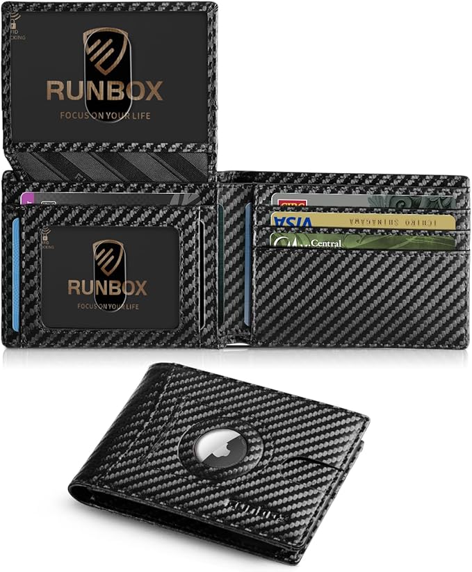 RUNBOX Wallet for Men -Slim Rfid Leather Mens Bifold Novelty Wallets 2 ID Window With Gift Box Men's Accessories | Slim