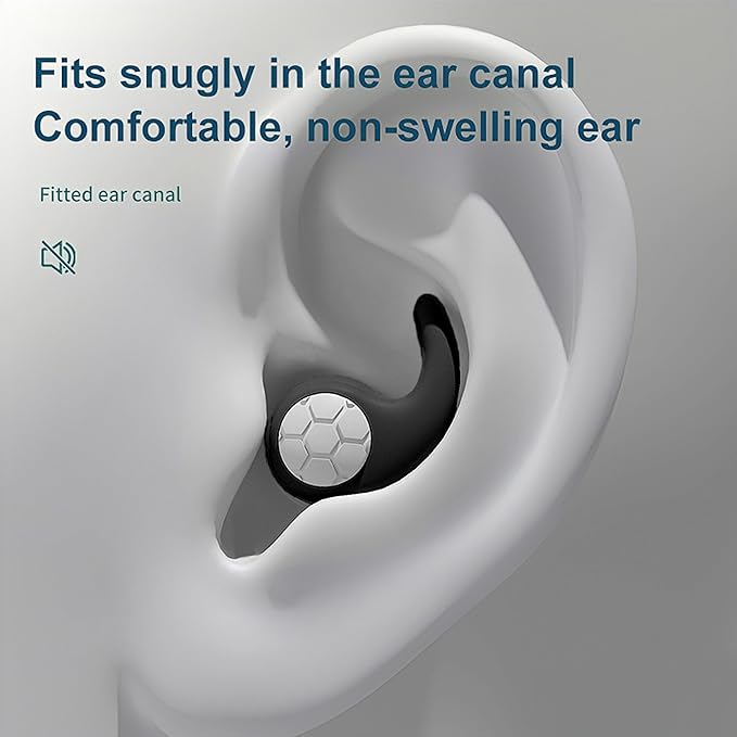 Ear Plugs for Sleeping - Noise Cancelling - Earplugs for Sleep, Swimming, Snoring Blocking, Concert, Work - Soft Silicone, Reusable, Washable - Noise Reduction up to 32dB - Black
