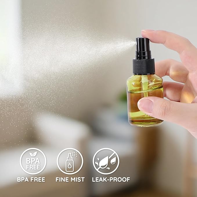 Segbeauty 6pcs 1oz Glass Mini Travel Bottles of 3pcs Small Lotion Containers, 3pcs Perfume Travel Refillable Bottles, 30ml Pump Dispenser Empty Spray Bottle, Oils Liquid Container Bottle Dispenser