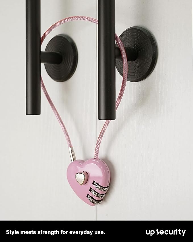 Small Cable Lock with Combination, Combo Lock with Code, Pink Cable Padlock for Luggage, Cabinet, Closet, French Fridge Door, Stroller, Bike Helmet, Pet Cage, Pool Gate, Outdoor Fence