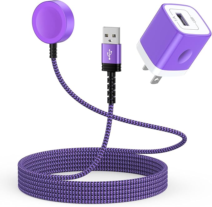 for Samsung Watch Charger Magnetic Fast Charging Cable Compatible Galaxy Watch 8/8 Classic/FE 7 Ultra/6/6 Classic/5 Pro/5/4/3/Active2,5 V 1A USB Fast Charger Adapter with 3FT Wireless Charging Dock