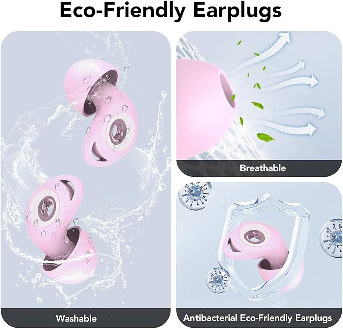 Ear Plugs for Sleeping,Noise Cancelling Silicone Earplugs for Noise Reduction & Snoring, Concerts,45 dB,Ear plugs for Sleep, Soft Earplugs Reusable Concert Ear Plug,Hearing Protection with 8 Earpieces