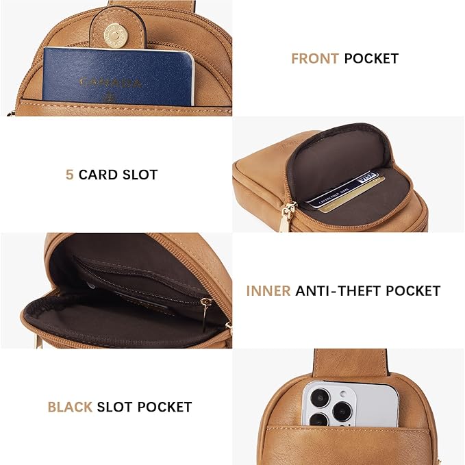 BOSTANTEN Sling Bag Crossbody Bags for Women Trendy Crossbody Purse Leather Chest Bag