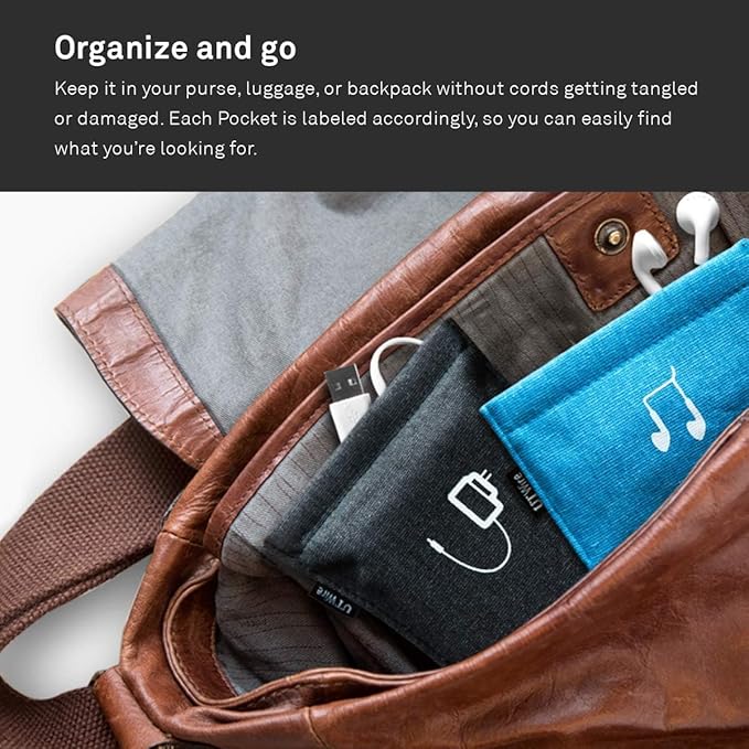UT Wire Pocket Mobile Charger Case Pouch (Sage Green, Earbud Case | 2 Pack)