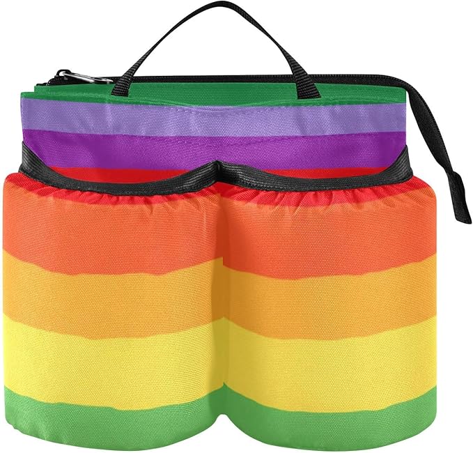 Luggage Cup Holder for Suitcases Free Hands Suitcase Cup Holder Travel Luggage Drink Holder Portable Luggage Cup Caddy Bag Carrier with Handle Vibrant Colorful Stripes