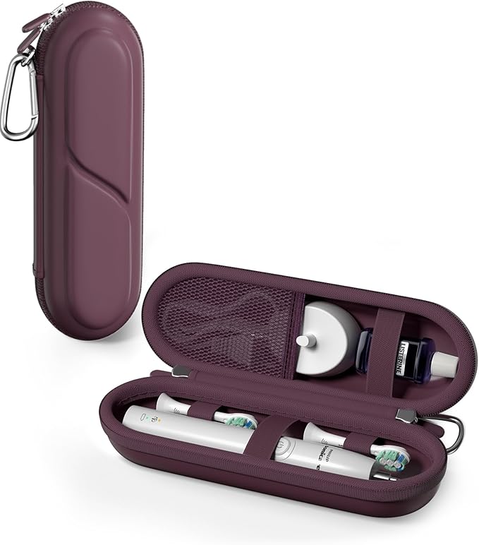 ProCase Toothbrush Travel Case for Oral-B/Oral-B Pro 1000 1500 5000 7000 7500 6000 9600/Philips Sonicare 4100 5100 1100 6100 5300 Oral-B iO Electric Toothbrush Portable Hard Container -Plum