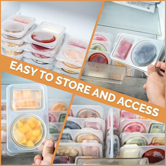 snack containers，Reusable Snack Containers with Lids 20Pcs,Dual compartment snack container,Snack box containers that are easy to carry for kids and adults,Suitable for dining out and camping