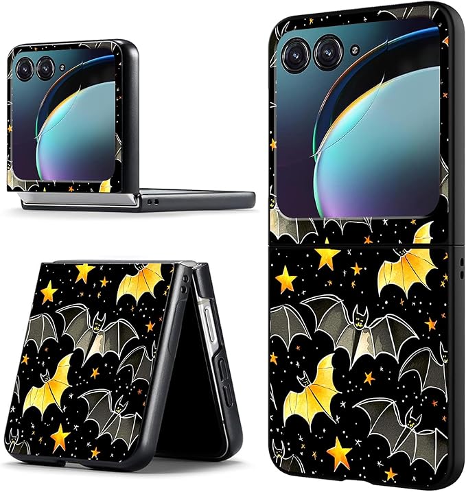 for Motorola Razr 2025 Case,for Moto Razr 60 Phone Case Cute Slim Hard PC Ultra-Thin Anti-Scratches Shockproof Protective Phone Cover,Black Golden Bat
