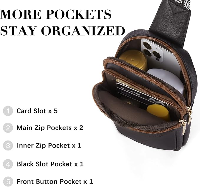 BOSTANTEN Sling Bag Crossbody Bags for Women Trendy Crossbody Purse Leather Chest Bag