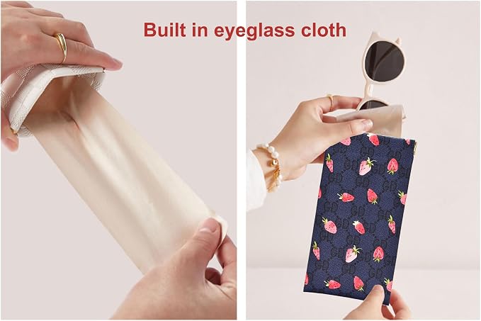 eyeglasses bag Soft Glasses bag, Portable Squeeze Top Sunglasses Case Travel for Women Girls