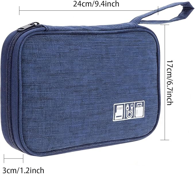 Yamrots Travel Cable Organizer, Electronic Organizer Travel Case, Portable Storage Bag for SD Card, Charger, Power Bank, Earphone (Navy blue)