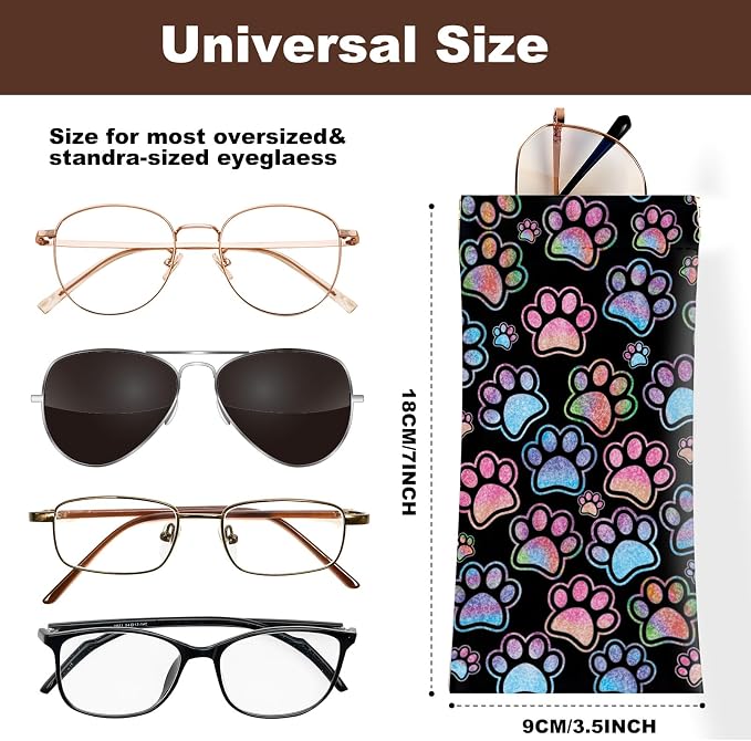 Anikathy 2Pcs Sunglass Eyeglass Glasses Case Soft PU Leather with Cleaning Cloth Cute Glasses Pouch Bag for Men Women Girs