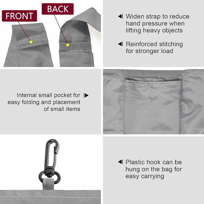 HOLYLUCK Reusable Grocery Bags,Heavy Duty Foldable Shopping Tote Bag (Extra Large, 3 Large Grey)