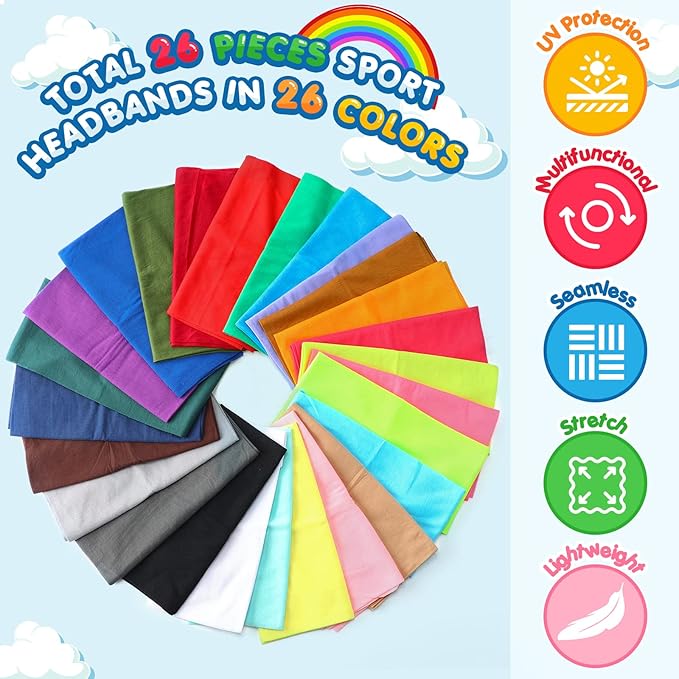 Jiuguva 26 Pcs Neck Gaiter Men Face Mask Headband Boho Head Wrap Headwear Bulk Hiking Seamless Neck Scarf Skull Bandana Women