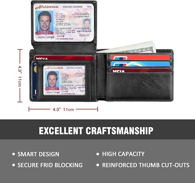 RUNBOX Wallet for Men -Slim Rfid Leather Mens Bifold Novelty Wallets 2 ID Window With Gift Box Men's Accessories | Slim