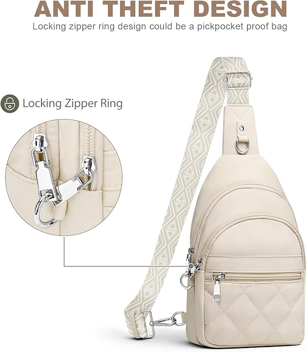 SYTRAH Sling Bag for Women, Anti-Theft RFID Crossbody Bag Nylon Sling Purse for Travel, Puffy Small backpack