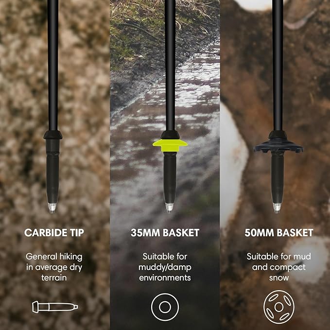 Fizan Ultrax Trekking Poles – Ultralight, Backpacking, Bikepacking, Hiking Trails, Collapsible to 14.5 in, Aluminum or Carbon Fiber