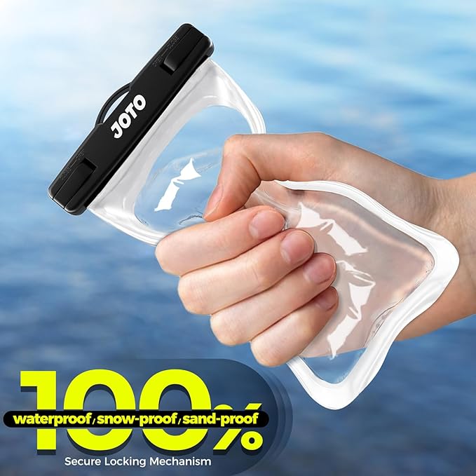 JOTO 2 Pack Waterproof Phone Pouch Case Up to 7", IPX8 Underwater Phone Case Cellphone Dry Bag for iPhone 17/Air 16 15 14 13 12 Pro Max Xs Max XR X 8 7 6S Plus SE/Galaxy S24 S23 S22 -Black/Clear