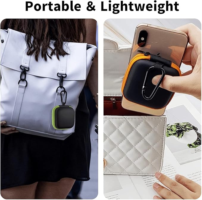 Earbud Case Portable EVA Carrying Case Storage Bag Cell Phone Accessories Organizer with Carabiner for Wired/Wireless Headphones, SD Memory Card, Camera Chips(Square, 5 Pack)