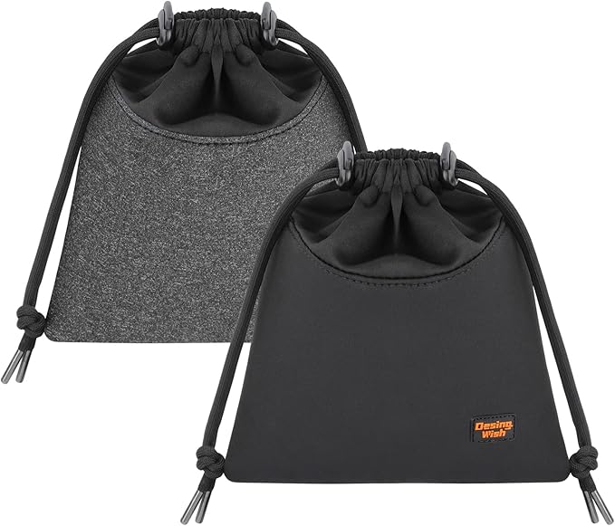 Headphone Storage Bag, 2 Pack Lightweight Headphone Carrying Pouches Headset Case Bag Travel Pouch for Headsets Overhead Headphones Neckband Earbuds (Small Black, Small Grey)