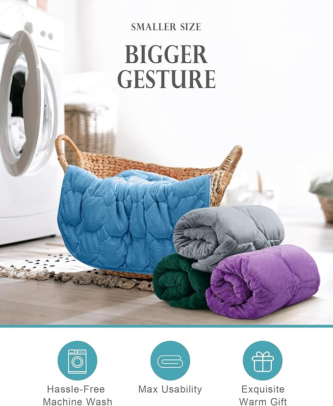 Cottonblue Weighted Lap Blanket Pad 5 lbs 29" x 33", Cozy Luxury Crystal Velvet Weighted Blanket for Adults Teens, Small Weighted Blanket Throw All Season for Travel Relaxation Sleeping, Beige