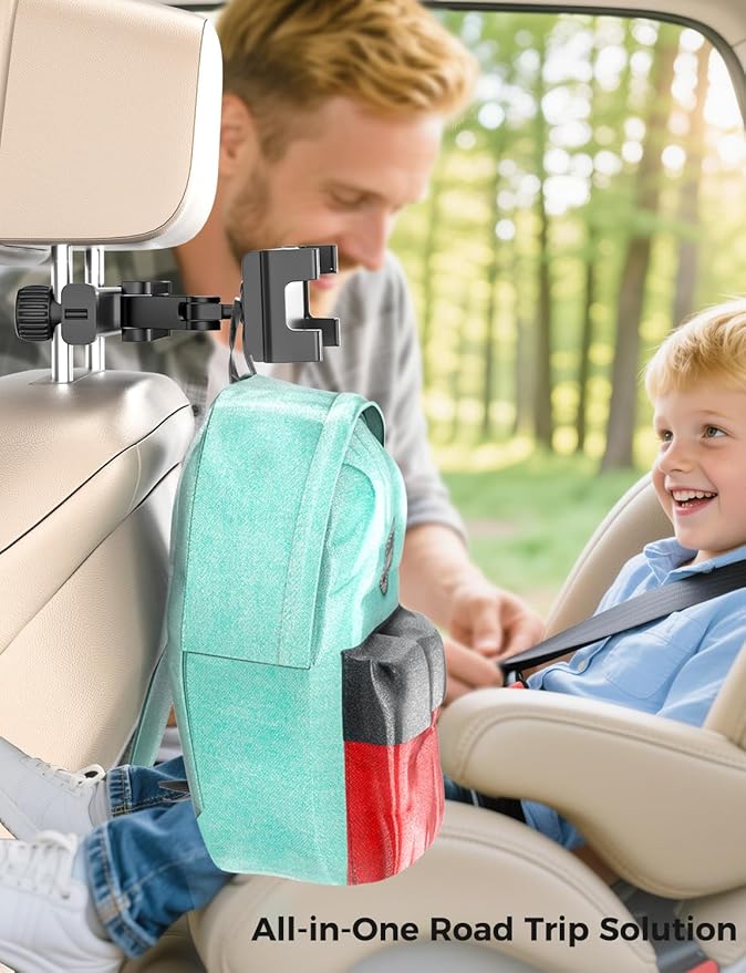PLDHPRO Tablet Holder for Car Headrest Mount 3-in-1 Adjustable Aluminum Alloy Arm Back Seat Stand Compatible 5.5-14.6'' Devices, Road Trip Essentials for Kids Accessories