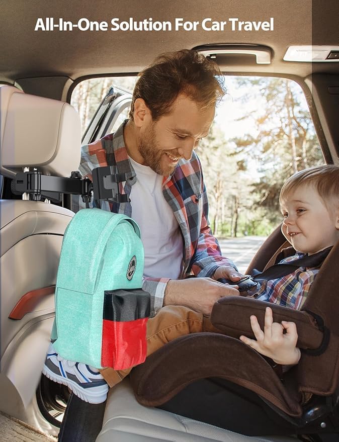 PLDHPRO Tablet Holder for Car Headrest Mount iPad Backseat Foldable Back Seat Stand Compatible 5.5-14.6'' Phones Tablets, Road Travel Essentials for Kids Accessories