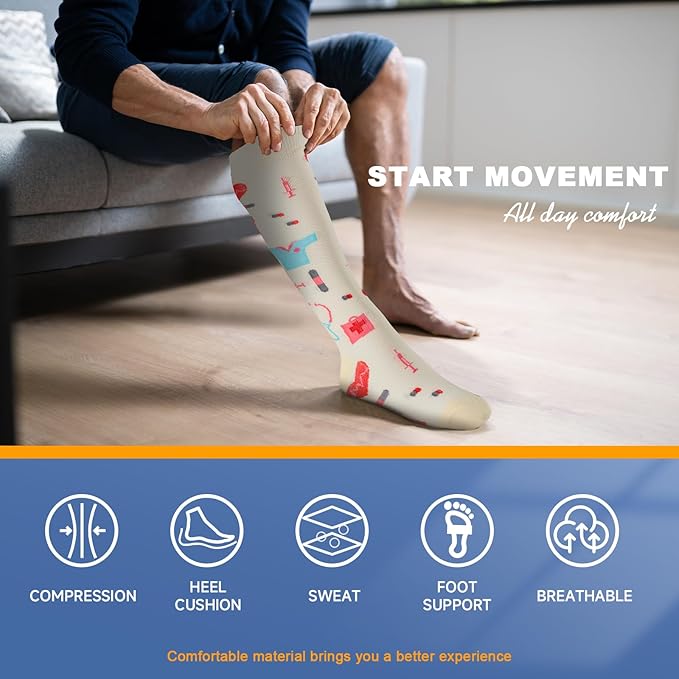cerpite Compression Socks for Women & Men 6 Pairs Knee High Compression Socks 20-30 mmhg Best for Running,Nurse,Travel