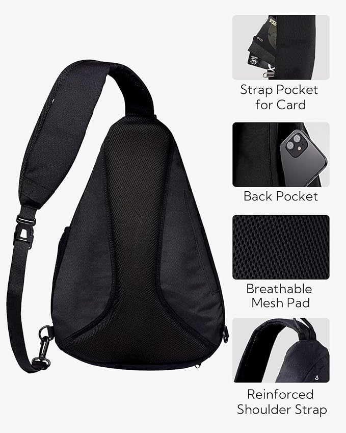 WATERFLY Sling Bag Sling Backpack Small Crossbody Shoulder Bag for Men Women Traveling Cycling Hiking Daypack