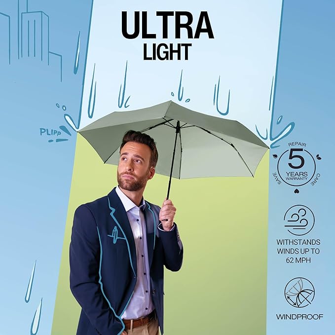 Knirps US.050 Ultra Light Pocket Size Manual Rain Umbrella with Carrying Case