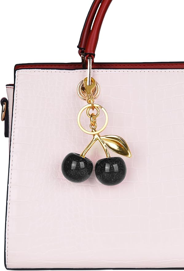 OVRUNS Cherry Bag Charm Cute Cherry Accessories Sparkling Purse Charms for Women