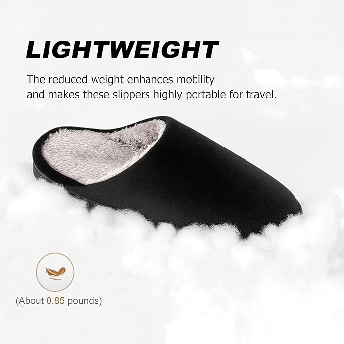 riemot Mens Furry House Slippers Memory Foam Bedroom Shoes Cushioned Lightweight Home Shoe with Thicken Sole Indoor Outdoor Travel Slipper