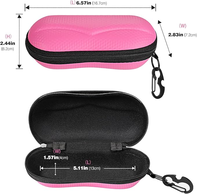 MoKo Semi Hard Shell Sunglasses Case, Unisex Protective Eyeglass Case Glasses Case Holder with Metal Hanging Hook