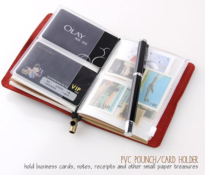 Robrasim Refillable Handmade Travelers Notebook, Leather Travel Journal Notebook for Men & Women, Perfect for Writing, Gifts, Travelers, 5.2" x 4" Inches - Wine