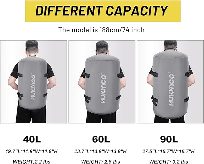 Hulongo 40L/60L/90L Large Waterproof Duffle Bag Backpack for Men, Mens Duffel Backpack Bags for Traveling, Heavy Duty (Grey, 40L)