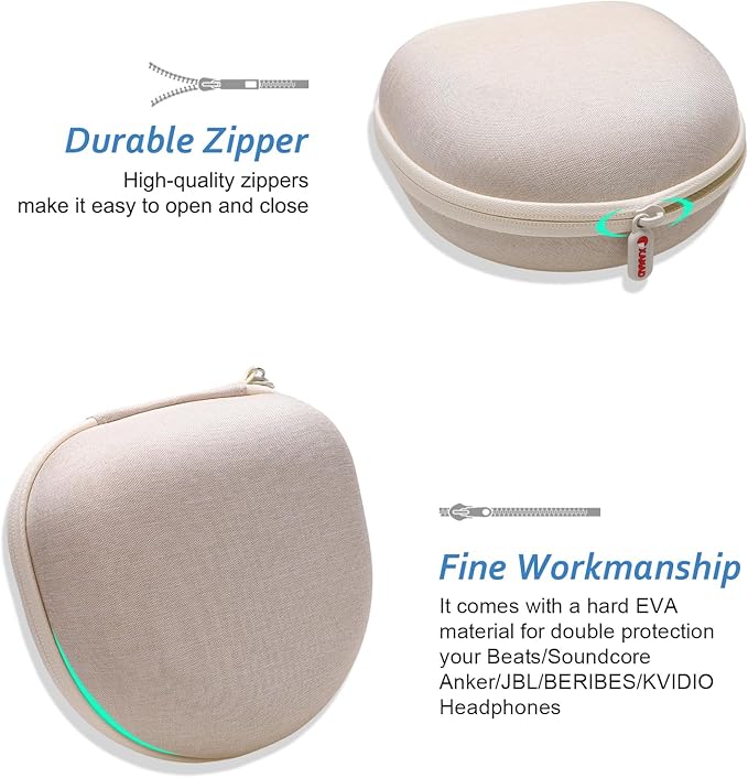 Headphone Headset Case for JLab JBuds Lux ANC/JLab Go Lux ANC/Beats/JBL/TOZO/BERIBES/Picun/KVIDIO Wireless Noise Cancelling Over-Ear Foldable Headphones (Cream)