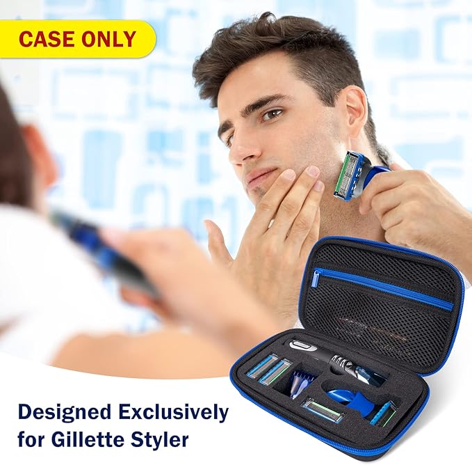 ProCase Hard Travel Case for Man Gillette Styler Beard Trimmer, Father’s Day Carrying Storage Bag for Blade Refills, Charging Cord, Hair Clippers Electric Body Shaver Razor Accessories -Black