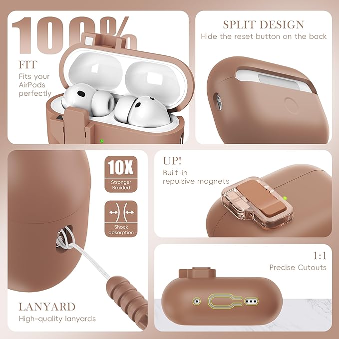 R-fun for AirPods Pro 3 Case with Cleaning Kit, Soft Liquid Silicone Rubber Protective Cover, Compatible with AirPods Pro 3rd Generation Case (2025), Compatible with MagSafe, Milk Tea