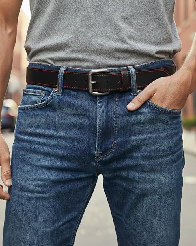First Mfg Co - Mens Premium Leather Belt With Removable Buckle And Hidden Zipper Money Belt Daily Wear For Pants Perfect Fit