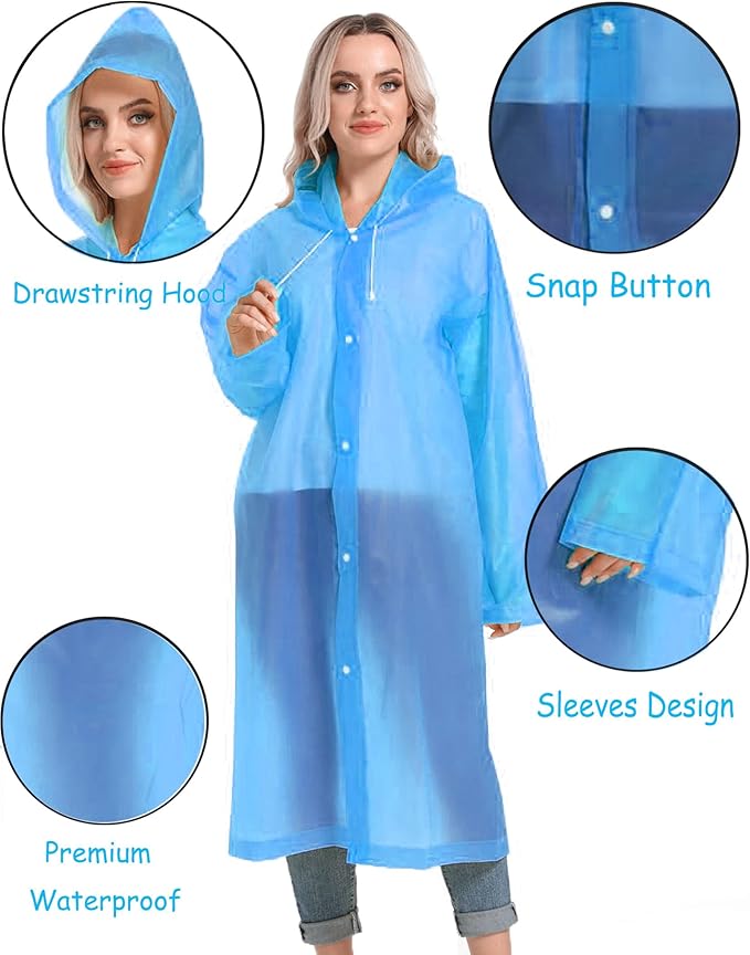 Rain Ponchos for Adults Reusable Raincoats Survival Heavy Duty Military Impermeable 2 Packs Rain Coat…