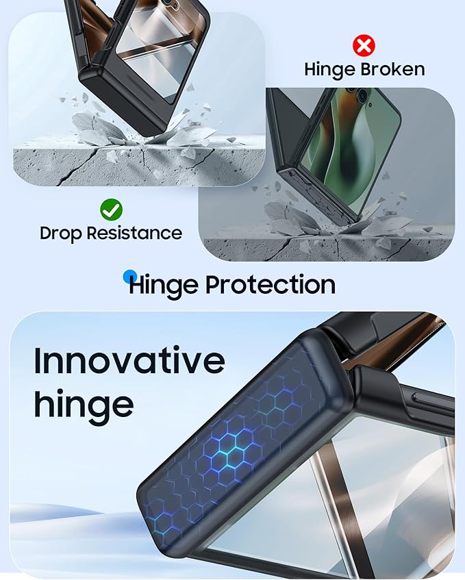 for Motorola Razr 2025 Case/Razr 2024 Case with Hinge Protection, Screen Protector, Ultra-Thin Skin Feel Translucent Frosted, Shockproof Cover for Razr 2025/2024-Black (NOT for Plus/Ultra)