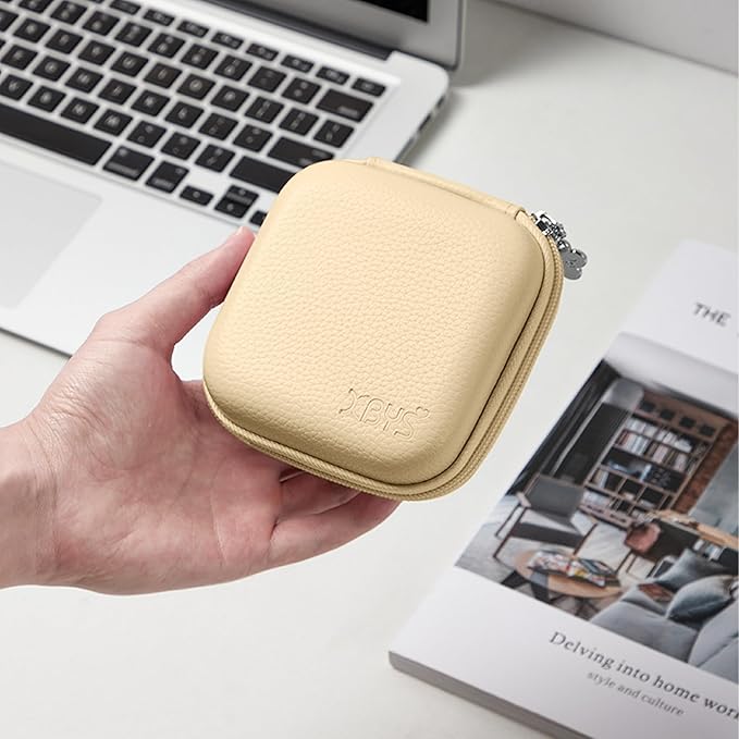 Charger Case for Macbook, Portable Tech Electronic Organizer Bag, Small Travel Storage Pouch for Laptop Accessories, MacBook Power Adapter, Charging Cords, USB Drives (Light Khaki, M)